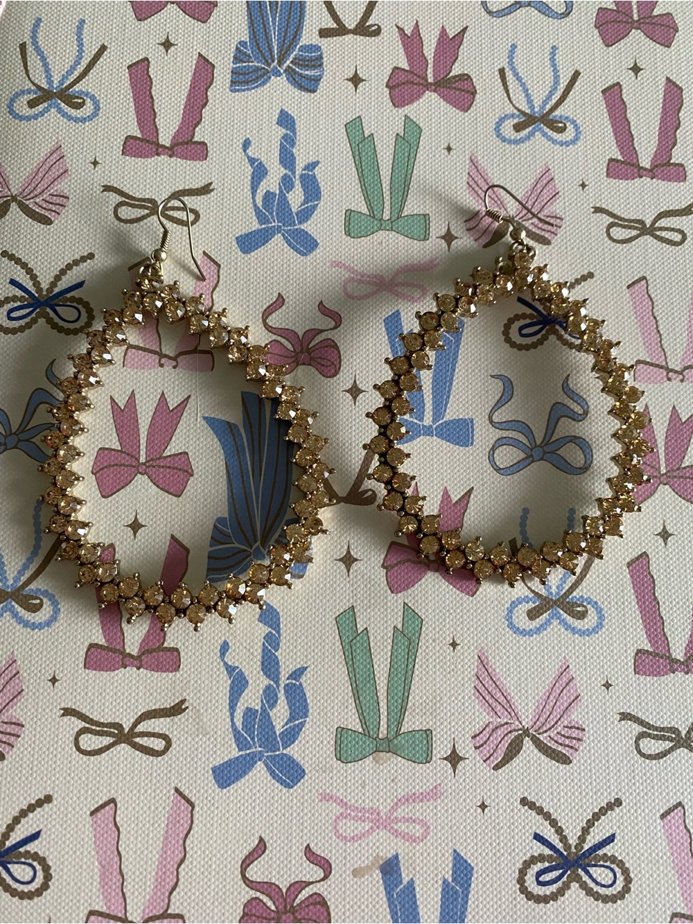 Gold Crystal Teardrop Hoop Earrings - Women Jewelry